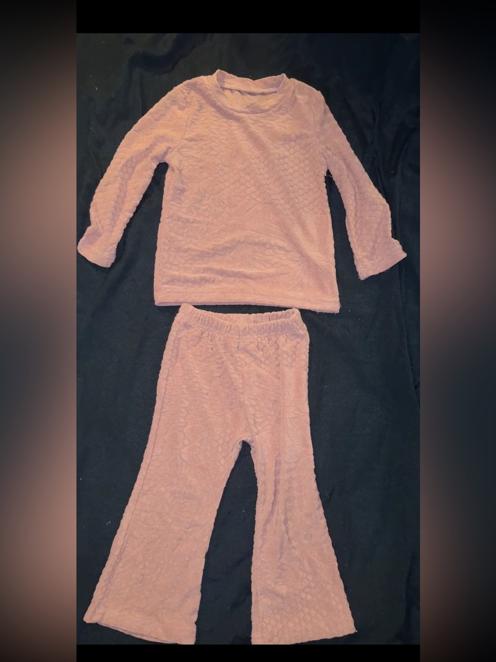 Soft Pink Plush Kids Pajama Set - Cozy Long Sleeve Top & Pants